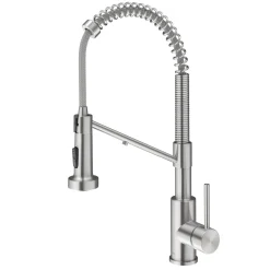 KRAUS Single Handle Kitchen Faucet with Integrated Dispenser for Water Filtration in Spot Free Stainless Steel