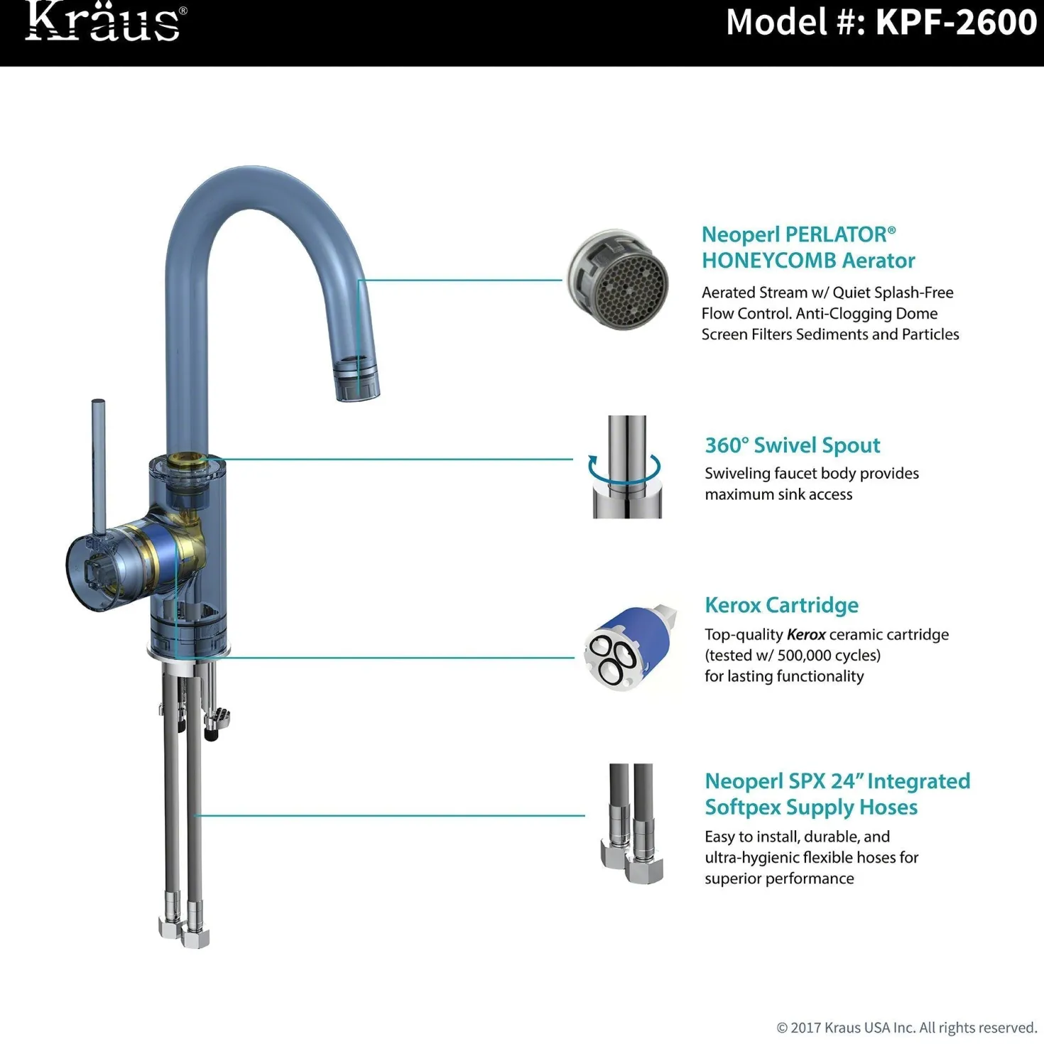 KRAUS Spot Free Oletto Single Handle Kitchen Bar Faucet in all-Brite Stainless Steel Finish