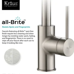 KRAUS Spot Free Oletto Single Handle Kitchen Bar Faucet in all-Brite Stainless Steel Finish