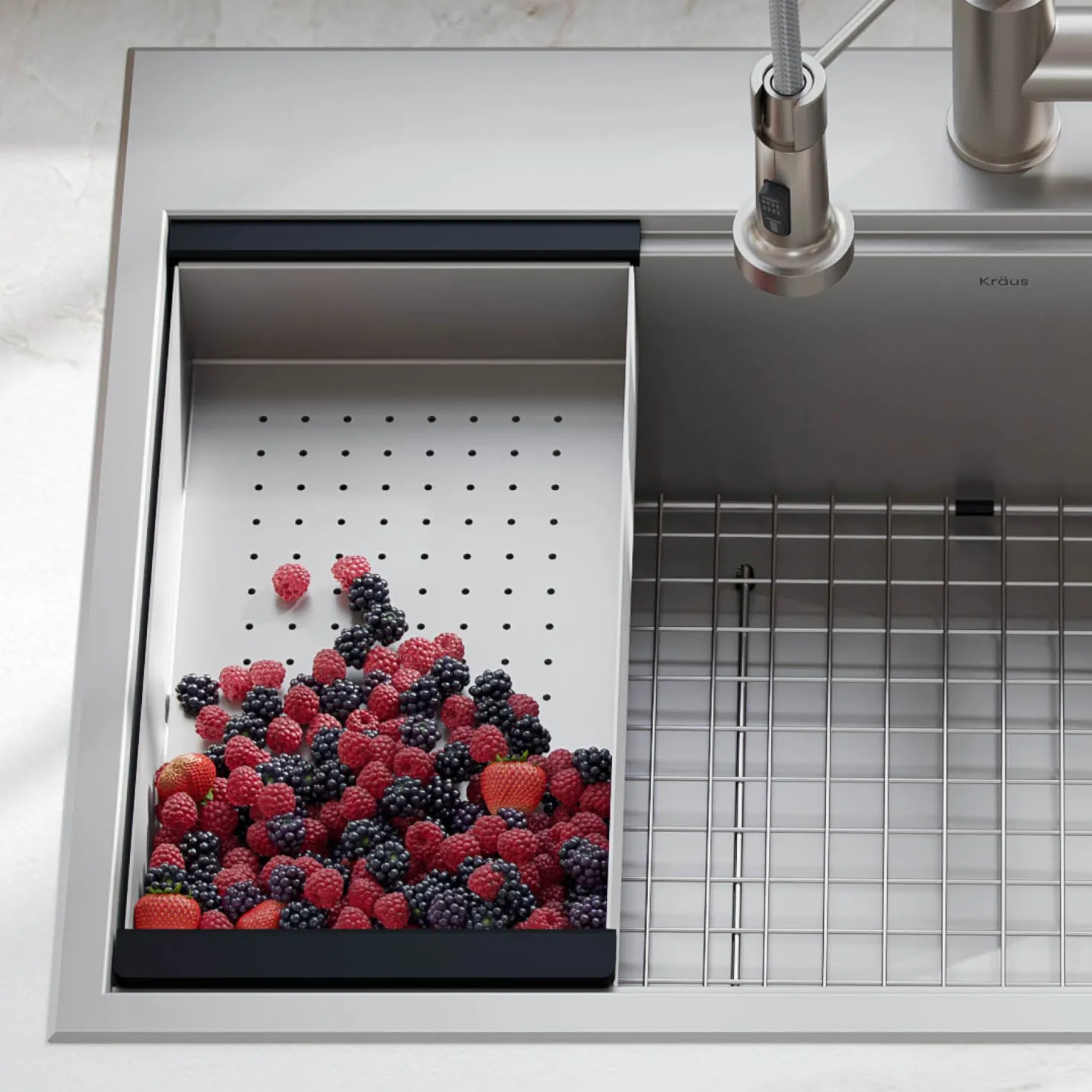 KRAUS Stainless Steel Colander for Workstation Kitchen Sink