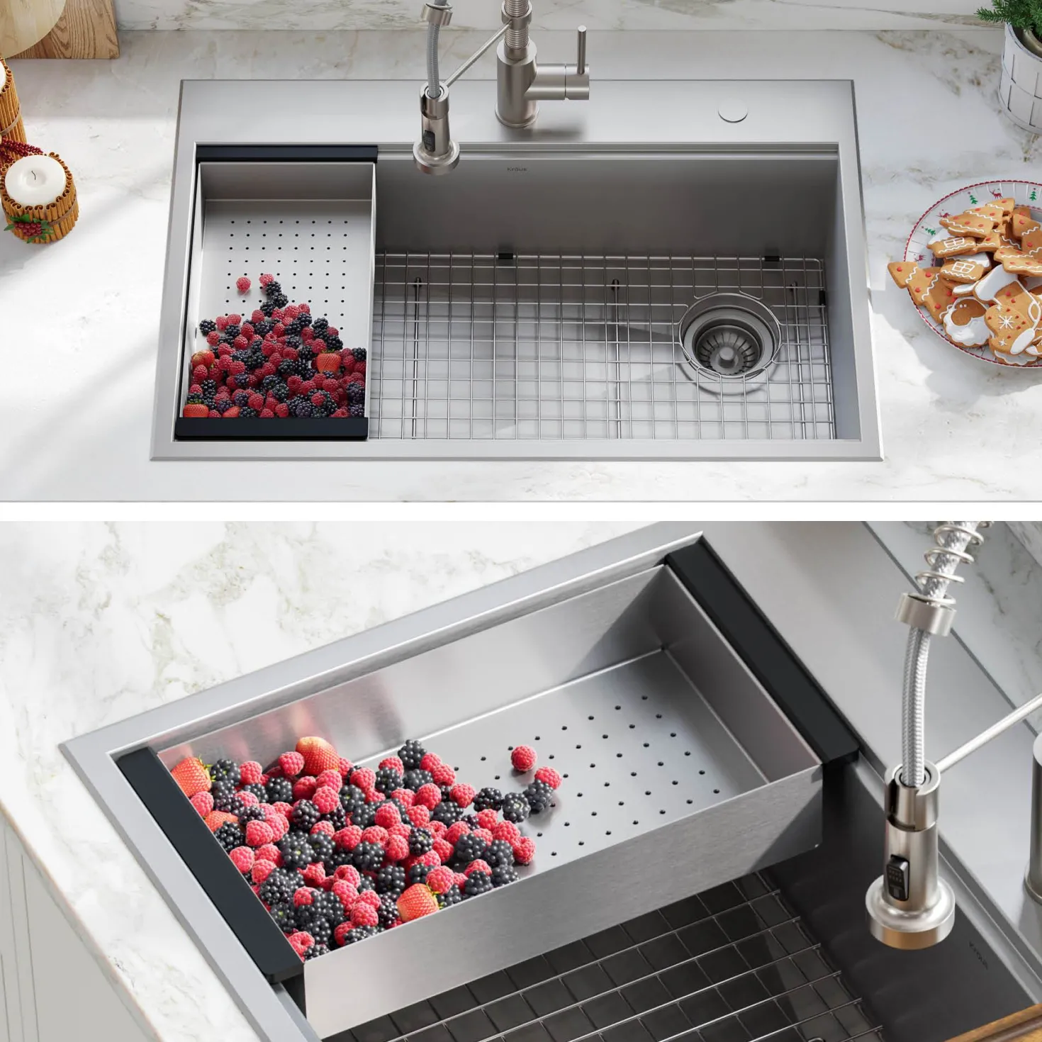 KRAUS Stainless Steel Colander for Workstation Kitchen Sink