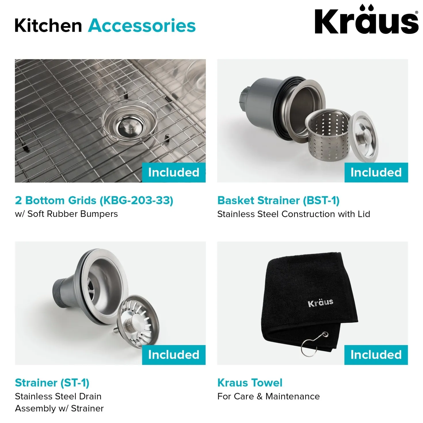 KRAUS Standart PRO 33" 16 Gauge 60/40 Double Bowl Stainless Steel Farmhouse Kitchen Sink
