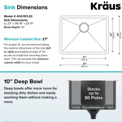 KRAUS Standart PRO 23" 16 Gauge Rectangle Undermount Single Bowl Stainless Steel Kitchen Sink
