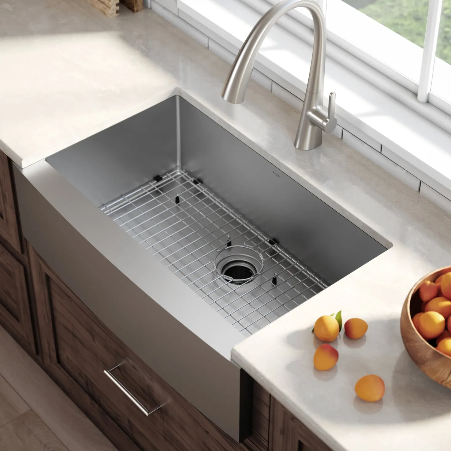 KRAUS Standart PRO 36" 16 Gauge Single Bowl Stainless Steel Farmhouse Kitchen Sink