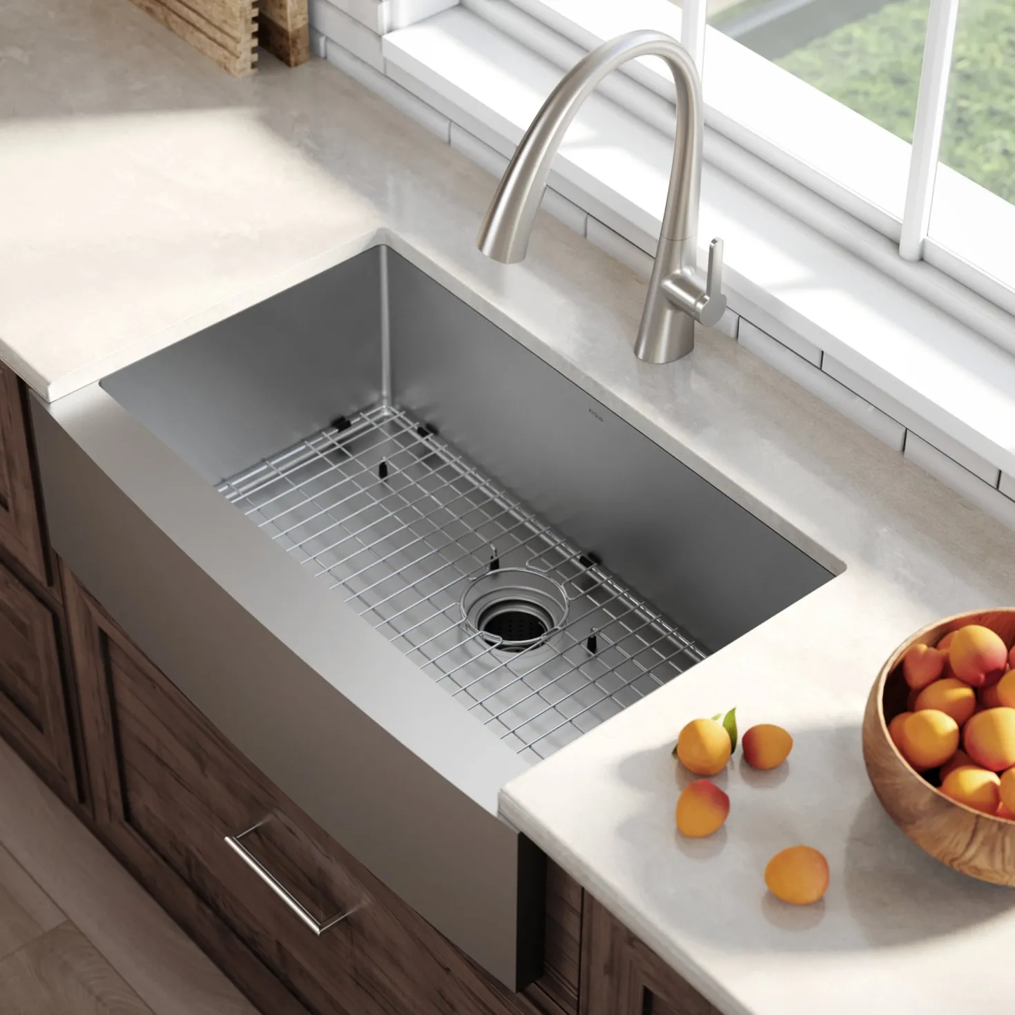 KRAUS Standart PRO 30" 16 Gauge Single Bowl Stainless Steel Farmhouse Kitchen Sink