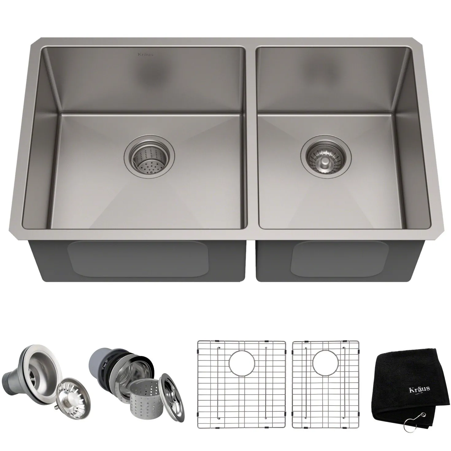 KRAUS Standart PRO 33" Undermount 60/40 Double Bowl Stainless Steel Kitchen Sink