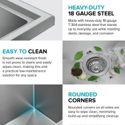 KRAUS Standart Pro 19” Wide Stainless Steel Laundry Utility Sink