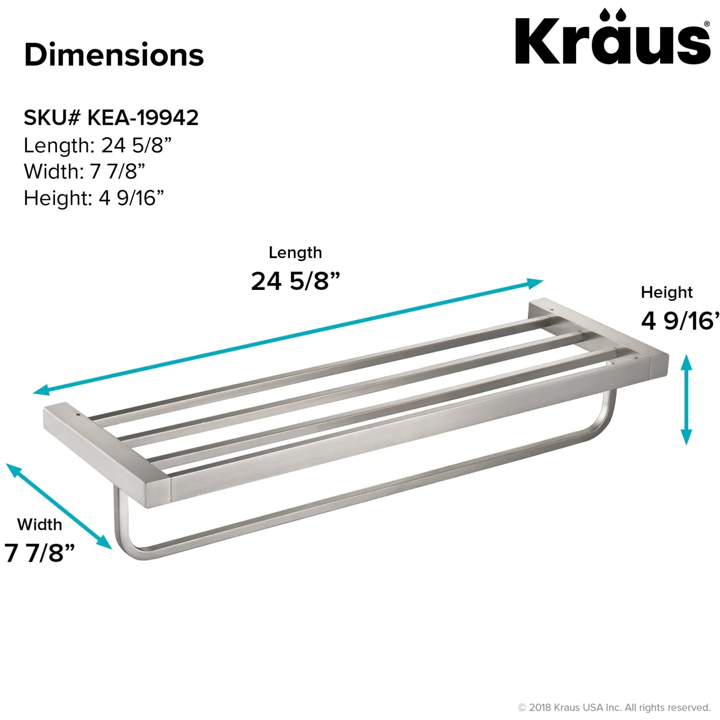 KRAUS Stelios Bathroom Shelf with Towel Bar