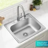 KRAUS 25" Topmount Single Bowl 18 Gauge Stainless Steel Kitchen Sink with NoiseDefend Soundproofing