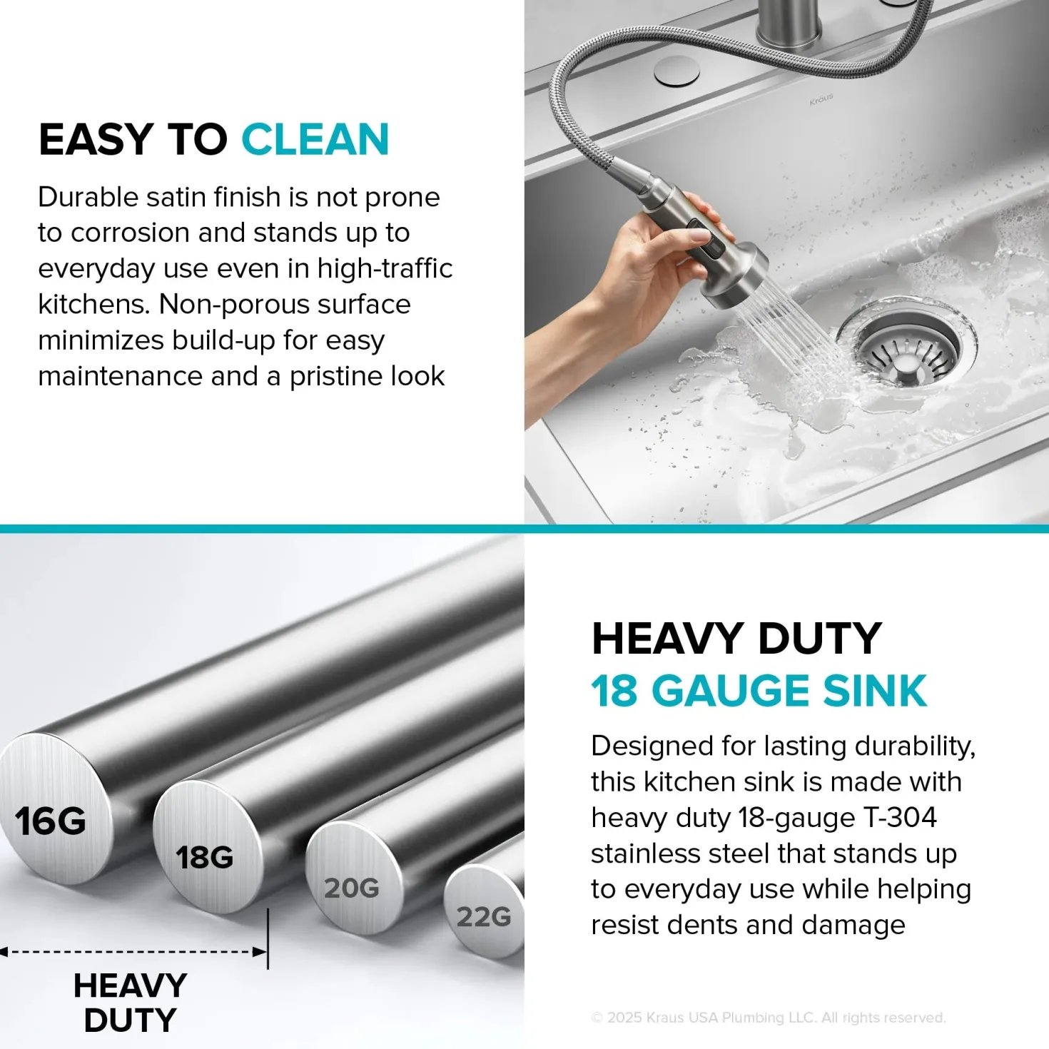 KRAUS 25" Topmount Single Bowl 18 Gauge Stainless Steel Kitchen Sink with NoiseDefend Soundproofing