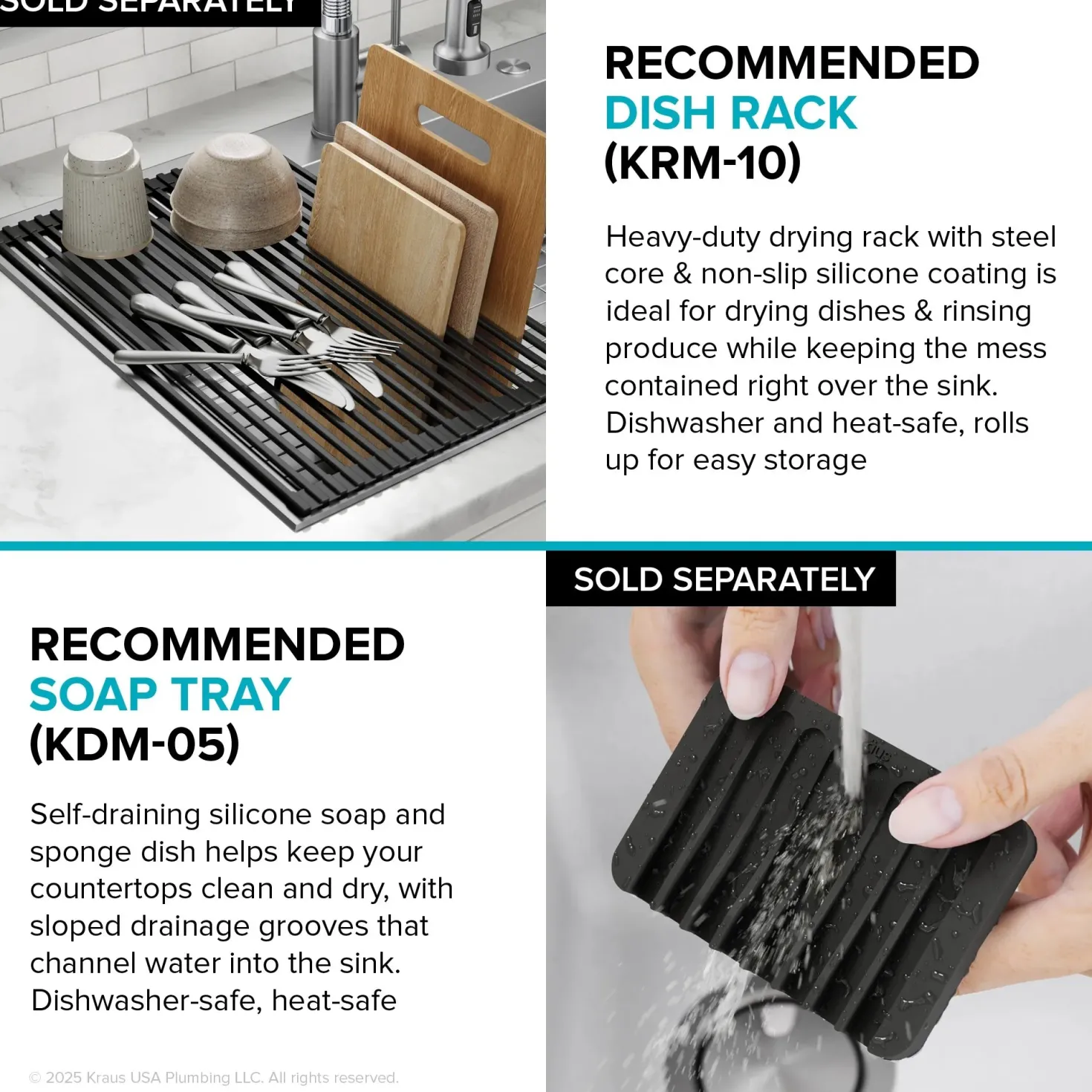 KRAUS 25" Topmount Single Bowl 18 Gauge Stainless Steel Kitchen Sink with NoiseDefend Soundproofing