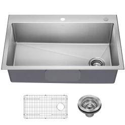 KRAUS 33” Topmount Single Bowl Stainless Steel Kitchen Sink