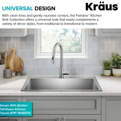 KRAUS 33” Topmount Single Bowl Stainless Steel Kitchen Sink