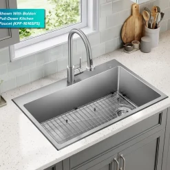 KRAUS 33” Topmount Single Bowl Stainless Steel Kitchen Sink