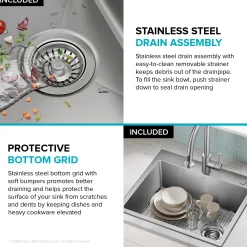 KRAUS 25” Topmount Single Bowl Stainless Steel Kitchen Sink