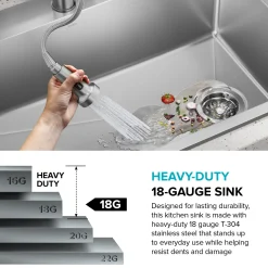 KRAUS 25” Topmount Single Bowl Stainless Steel Kitchen Sink