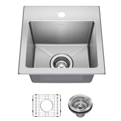 KRAUS 15” Topmount Single Bowl Stainless Steel Kitchen Bar Sink