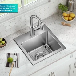 KRAUS 15” Topmount Single Bowl Stainless Steel Kitchen Bar Sink