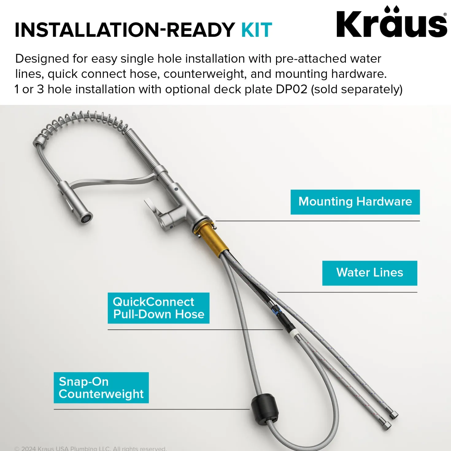 KRAUS Torak Single Handle Pull Down Kitchen Faucet in Matte Black