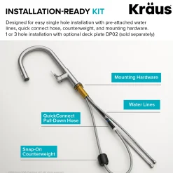KRAUS Torak Single Handle Pull Down Kitchen Faucet in Matte Black with Brushed Brass