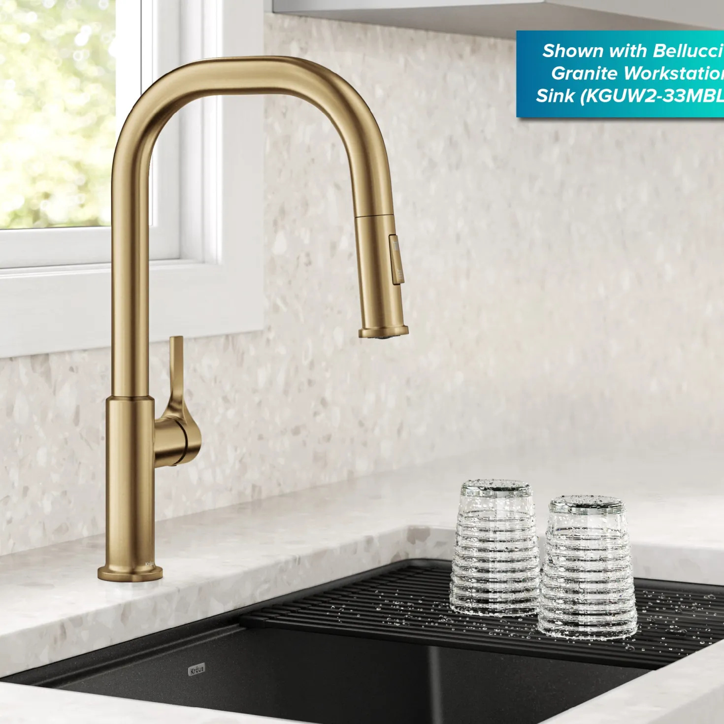 KRAUS Torak Single Handle Pull Down Kitchen Faucet in Brushed Brass