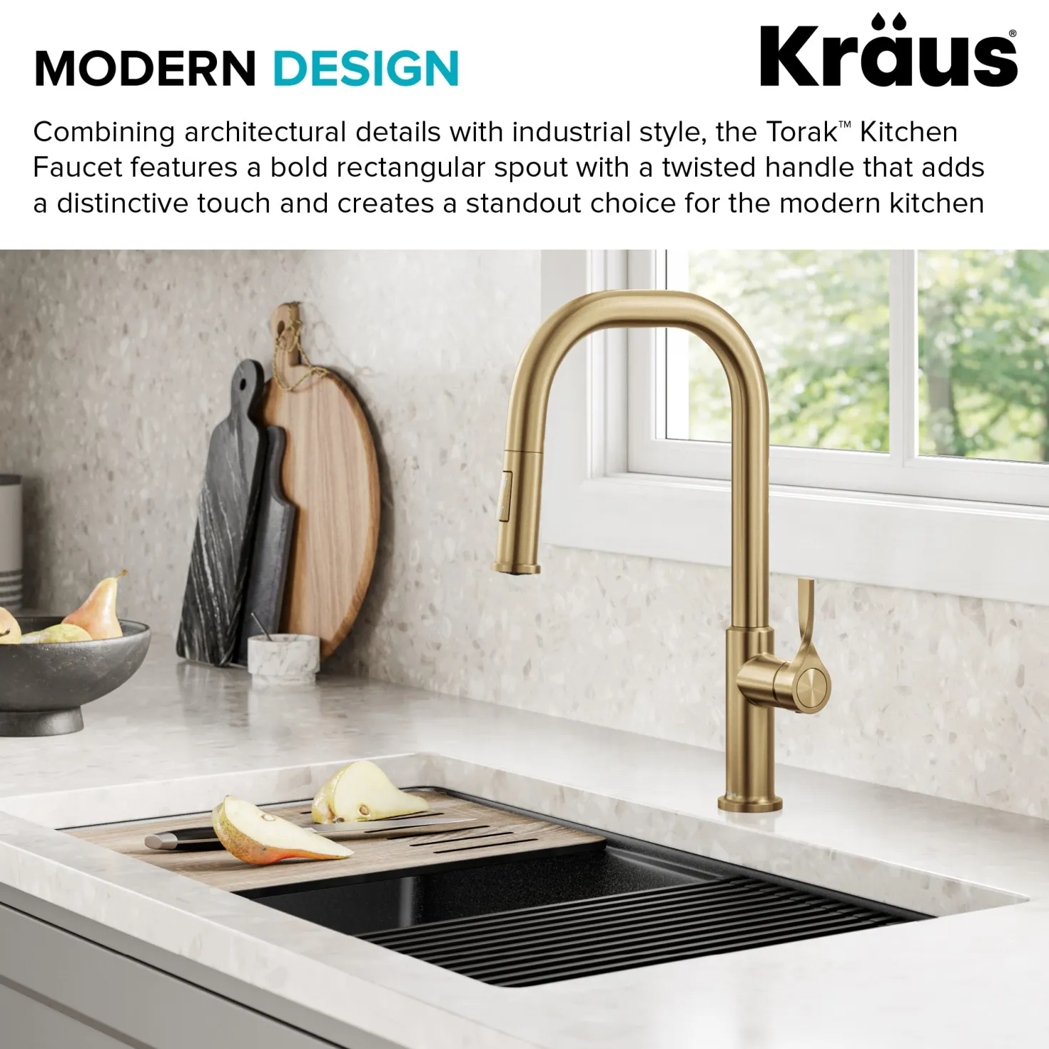 KRAUS Torak Single Handle Pull Down Kitchen Faucet in Brushed Brass