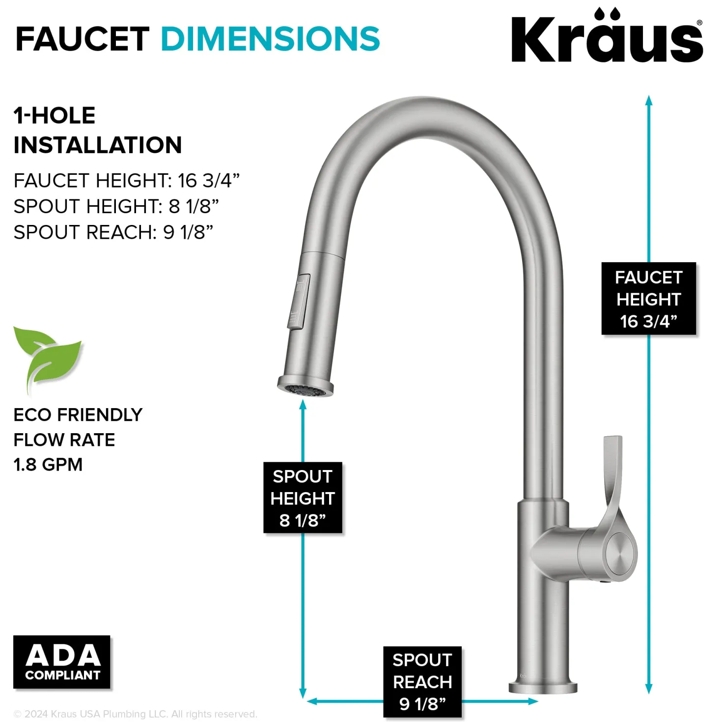 KRAUS Torak Single Handle Pull Down Kitchen Faucet in Spot-Free Stainless