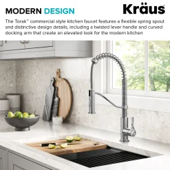 KRAUS Torak Single Handle Pull Down Kitchen Faucet in Spot-Free Stainless