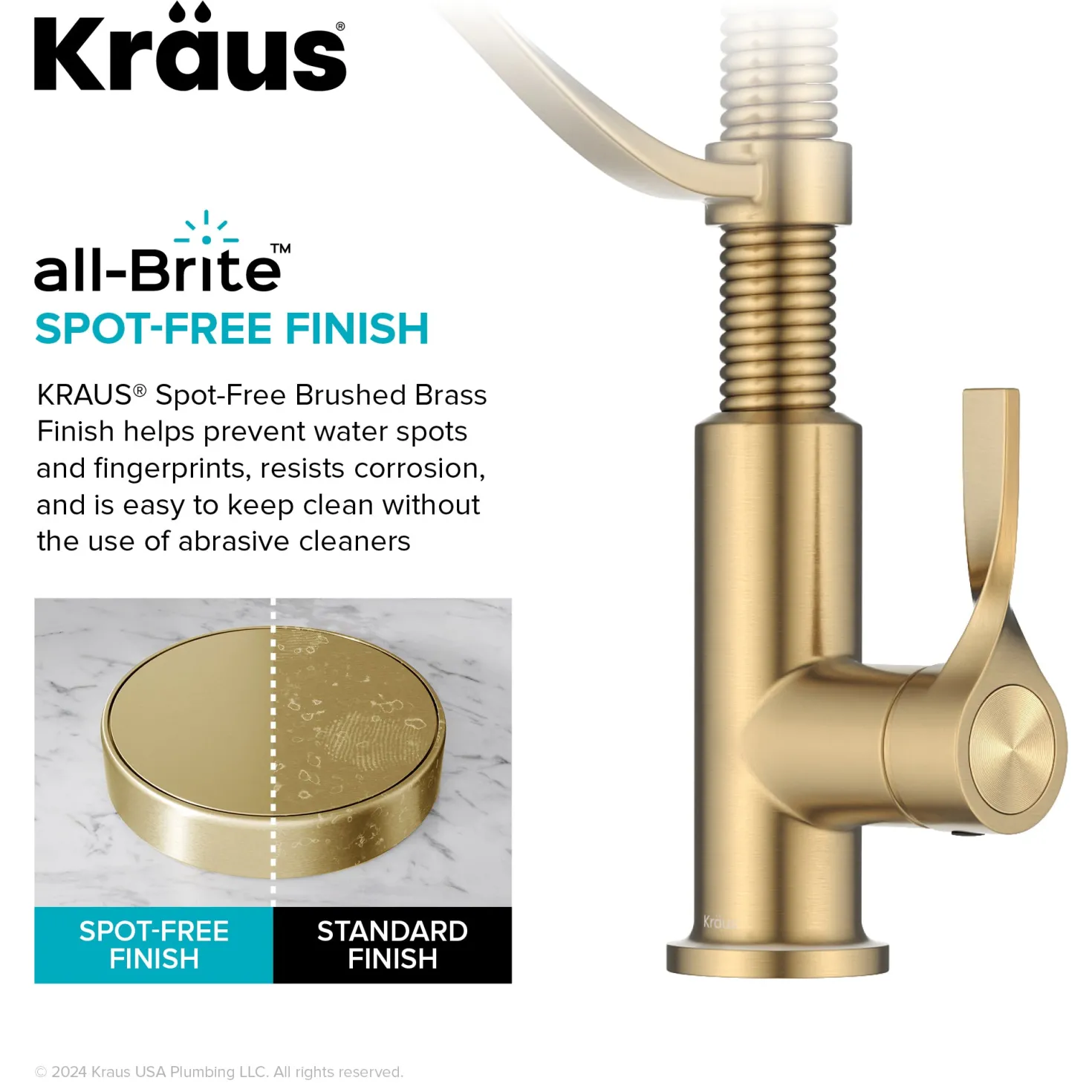 KRAUS Torak Single Handle Pull Down Kitchen Faucet in Brushed Brass