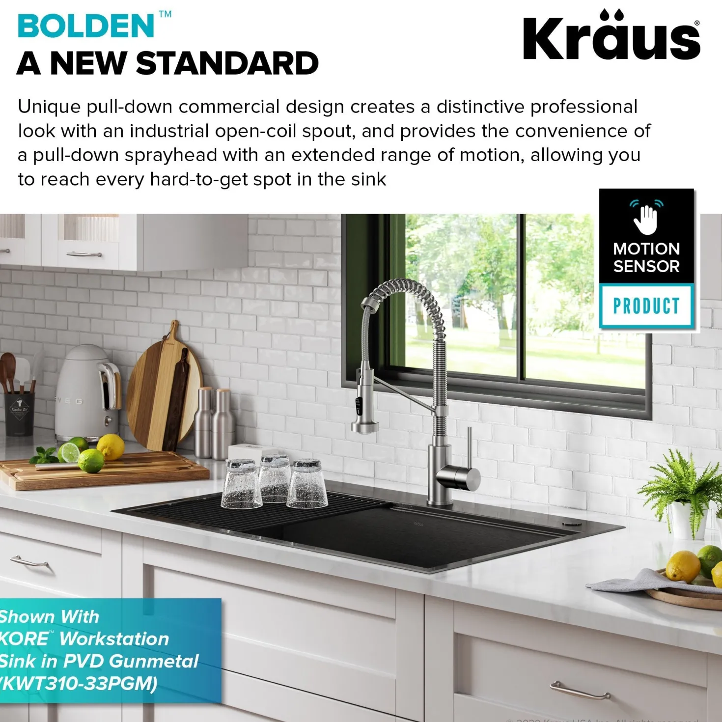 KRAUS Touchless Pull-Down Single Handle 18-Inch Kitchen Faucet in Spot Free Stainless Steel