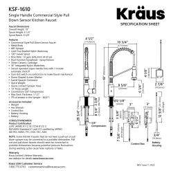 KRAUS Touchless Pull-Down Single Handle 18-Inch Kitchen Faucet in Spot Free Stainless Steel
