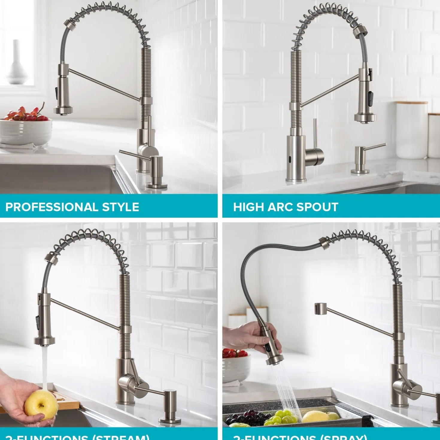 KRAUS Touchless Pull-Down Single Handle 18-Inch Kitchen Faucet in Spot Free Stainless Steel