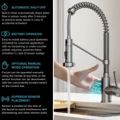 KRAUS Touchless Pull-Down Single Handle 18-Inch Kitchen Faucet in Spot Free Stainless Steel