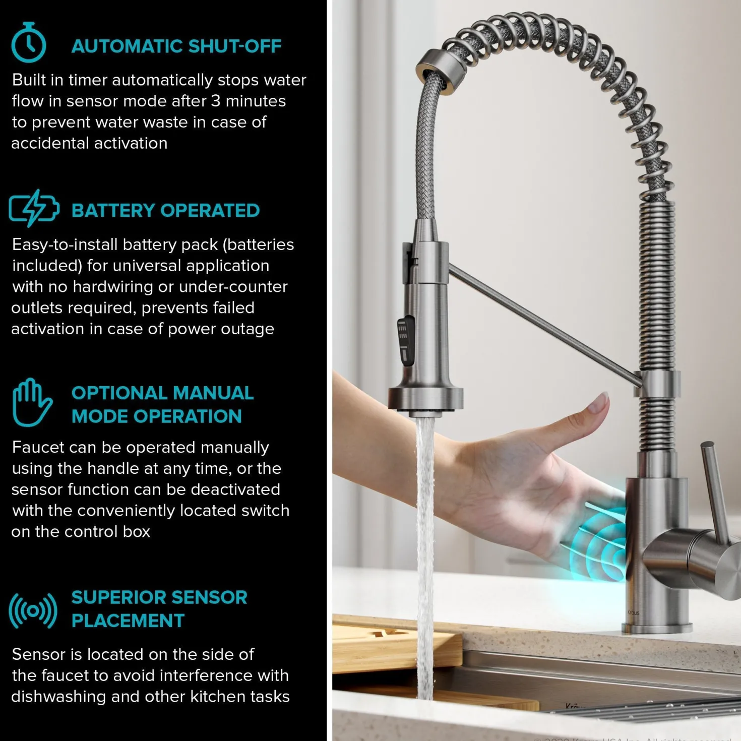 KRAUS Touchless Pull-Down Single Handle 18-Inch Kitchen Faucet in Spot Free Stainless Steel