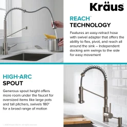 KRAUS Touchless Pull-Down Single Handle 18-Inch Kitchen Faucet in Spot Free Stainless Steel