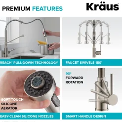 KRAUS Touchless Pull-Down Single Handle 18-Inch Kitchen Faucet in Spot Free Stainless Steel