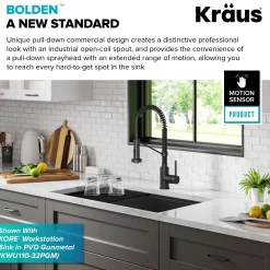 KRAUS Touchless Pull-Down Single Handle 18-Inch Kitchen Faucet in Matte Black