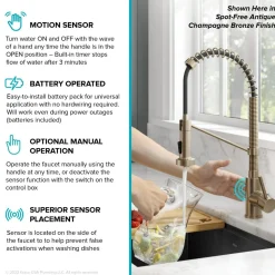 KRAUS Touchless Pull-Down Single Handle 18-Inch Kitchen Faucet in Brushed Brass & Matte Black