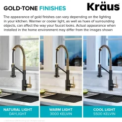 KRAUS Touchless Pull-Down Single Handle 18-Inch Kitchen Faucet in Brushed Brass & Matte Black