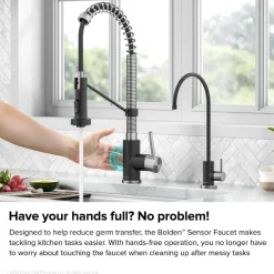 KRAUS Touchless Pull-Down Single Handle 18-Inch Kitchen Faucet in Spot-Free Stainless & Matte Black