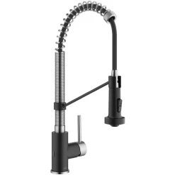KRAUS Touchless Pull-Down Single Handle 18-Inch Kitchen Faucet in Spot-Free Stainless & Matte Black