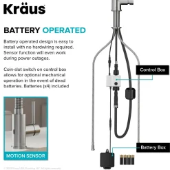 KRAUS Touchless Pull-Down Single Handle 18-Inch Kitchen Faucet in Spot-Free Stainless & Matte Black