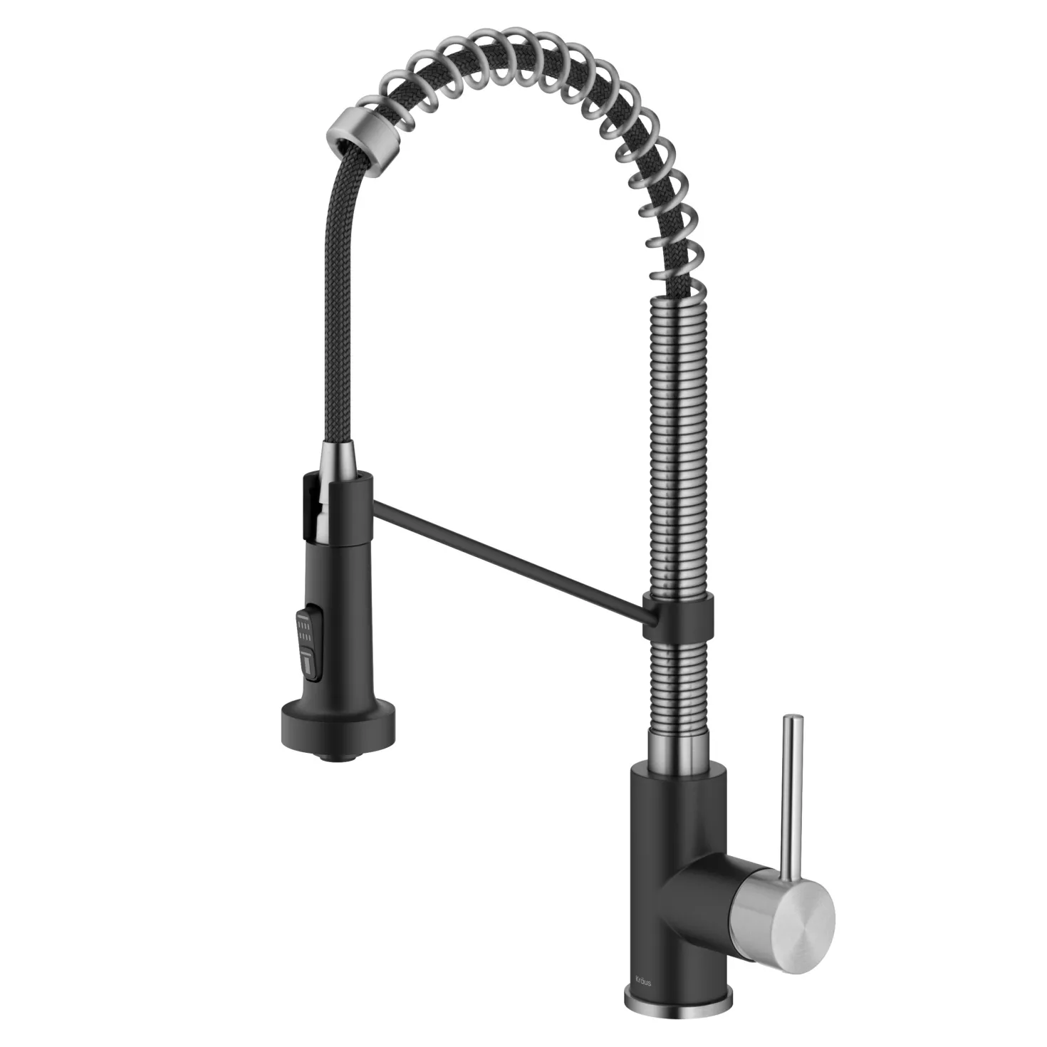 KRAUS Touchless Pull-Down Single Handle 18-Inch Kitchen Faucet in Spot-Free Stainless & Matte Black