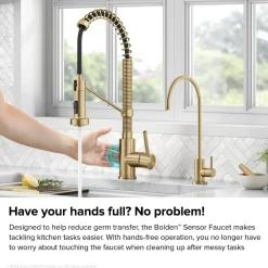 KRAUS Touchless Pull-Down Single Handle 18-Inch Kitchen Faucet in Brushed Brass