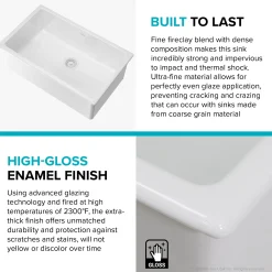 KRAUS Turino 30" Drop-In or Undermount Fireclay Kitchen Sink with Thick Mounting Deck in Gloss White