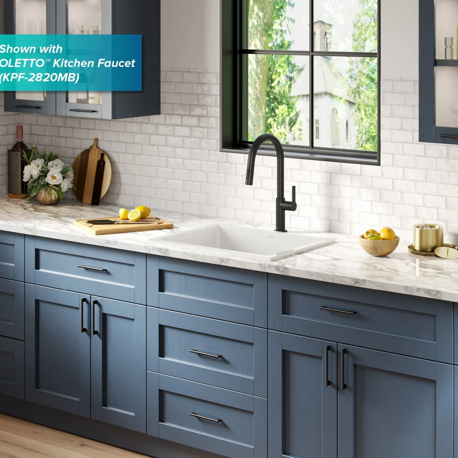 KRAUS Turino 24" Drop-In or Undermount Fireclay Kitchen Sink with Thick Mounting Deck in Gloss White