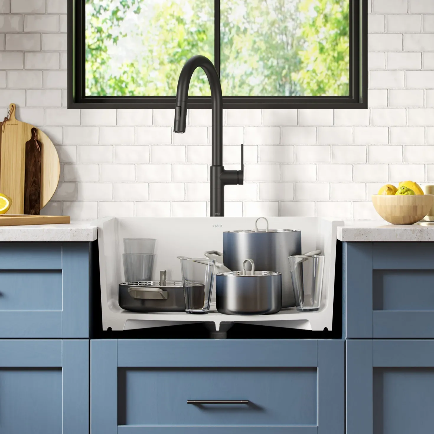 KRAUS Turino 24" Drop-In or Undermount Fireclay Kitchen Sink with Thick Mounting Deck in Gloss White