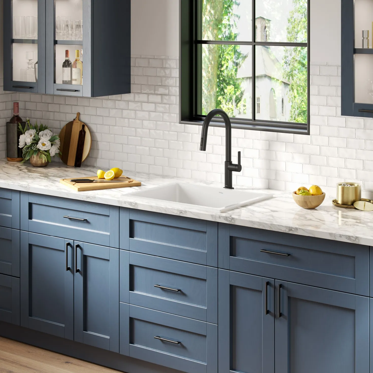 KRAUS Turino 24" Drop-In or Undermount Fireclay Kitchen Sink with Thick Mounting Deck in Gloss White