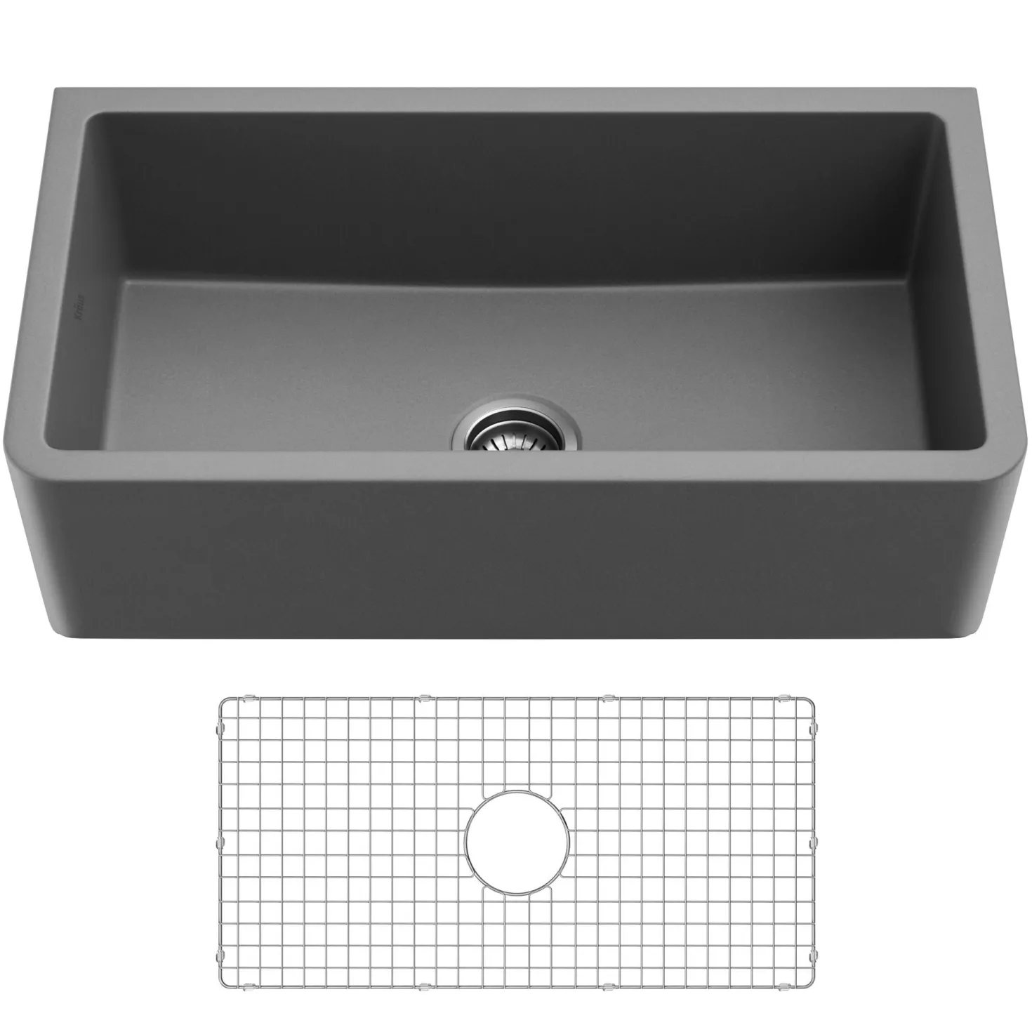 KRAUS Turino 33" Reversible Apron Front Fireclay Kitchen Sink in Matte Grey