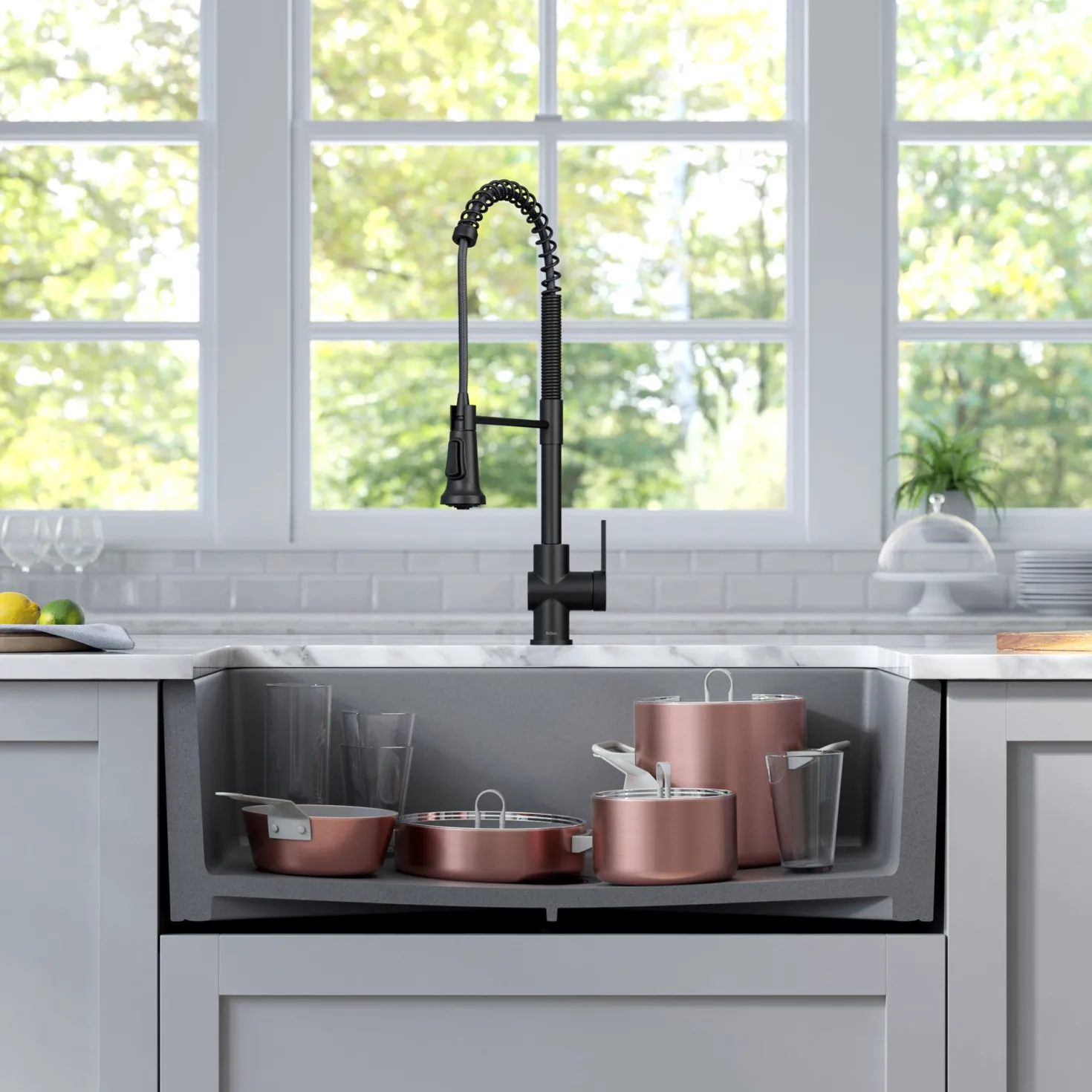 KRAUS Turino 33" Reversible Apron Front Fireclay Kitchen Sink in Matte Grey